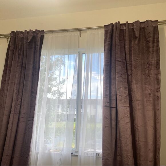 [ballard] double rod drapery kit polished nickel with marble finials - Picture 6 of 9